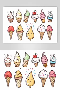 AI数字艺术手绘冰淇淋甜品插画