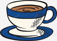 蓝色手绘咖啡杯 平面电商 创意素材