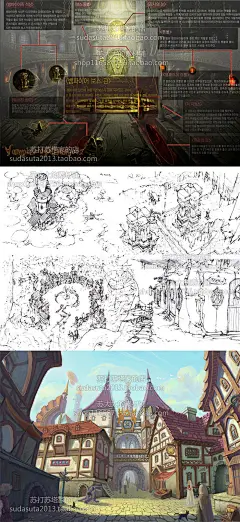 700张韩国游戏场景设计原画参考图片背景魔法城堡校园建筑背景-淘宝网