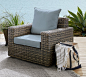 Torrey Wicker Square Arm Swivel Outdoor Lounge Chair