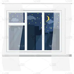 夜晚,白色,窗户,窗帘,塑胶,都市风光,地形,室内,新月形,暗色