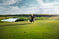 deka investments golf : golf player with splash illustration