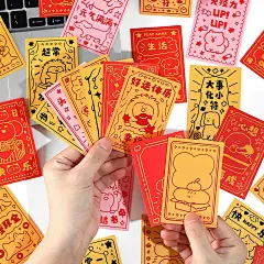 彩色幸运福卡lomo小卡装饰卡片礼物卡通生日祝福文字留言新年贺卡-淘宝网