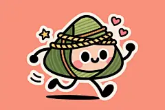 端午节糯香粽子有趣拟人形象插画表情包