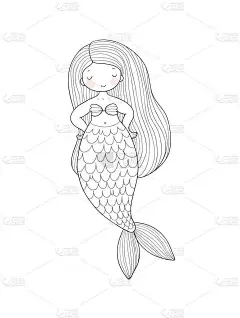 可爱的卡通小美人鱼。Siren 。海洋主题.
