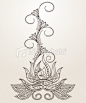 Hand-drawn Henna Mehndi - аbstract lotus flower Royalty Free Stock Vector Art Illustration
