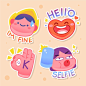 Hand drawn funny sticker pack Free Vector