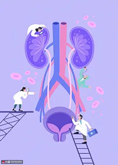 泌尿系统人体健康诊疗科研医疗插画 医疗保健 健康诊断
