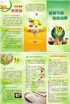 爱粮节粮 三折页  - 源文件下载【酷图网】三折页,粮食,爱粮节粮,健康消费,粮油,大米,植物油,小麦,科学消费,大米营养,健康饮食,