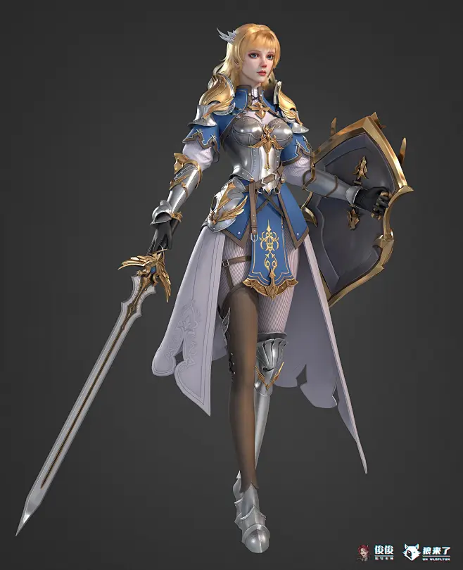 3D次世代作品——女骑士-花瓣网