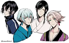 #刀剑乱舞# 我的天啊看我刷到了什么！eda太太又更新了浴衣系列了，发型都太好看了小骨喰就像个可爱的女孩子，伊達組的麻花小辫子太甜啦，想太太继续画这个系列啊啊啊好喜欢的！还有短发系列也超棒！ ​​​​