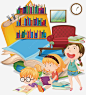 学生图书馆内女生画画png免抠素材_新图网ixintu.com