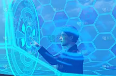 网络空间,三维图形,绘画插图,商务人士,触摸屏,有序,部分,仅男人,一个人,泰国