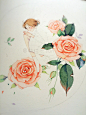 精灵的梦（花火杂志封面，内附几张绘画过程图)-那仁_水彩插画,手绘,那仁,花卉,女孩_涂鸦王国插画