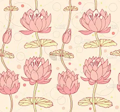 莲花背景。与睡莲的花卉图案。无缝花边背景可以用于工艺品、 艺术、 壁纸、 web 页面、 表面纹理、