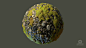Mossy pebbles, Bohdan Bilous : Hey, here is material I've created for studding. All done in substance designer and 100% procedural. Render Marmoset Toolbag 3.