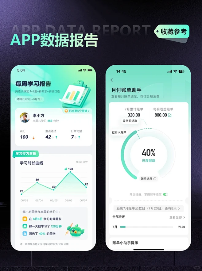 UI设计-APP数据报告页面设计 - 小...