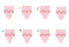 可爱猪猪表情包  - 源文件下载【酷图网】可爱猪猪,猪猪表情包,卡通猪猪,粉色猪猪,矢量粉色猪,卡通猪猪素材,