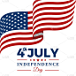 现代7月4日美国独立日庆祝旗帜背景标题横幅