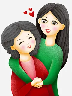 卡通手绘母女人物插画_新图网 https://www.ixintu.com 卡通手绘 人物插画 母亲节 母女 手绘人物 卡通母女
