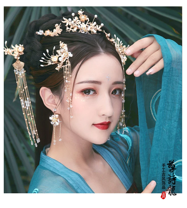 汉服发冠女古风凤冠头饰全套古装古代发饰仙气造型流苏步摇假发簪-tmall.com天猫-花瓣网
