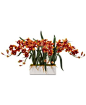 Nearly Natural Cymbidium Artificial Arrangement in White Vase -