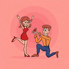 情侣求婚插画