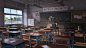 Anime 3840x2160 drawing anime classroom school architecture fan art James zhou