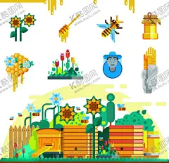 蜜蜂 【酷图网】蜜蜂,蜂蜜,昆虫,手绘,插画,Ai矢量,图片素材