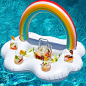 Now you don't need to get out of the pool for a drink! Fill this awesome rainbow float with your favorite beverages. Fits four glasses/bottles in the cupholders on the edges. Size: Approx 37*19*37 Inch ( about 95*50*95cm )