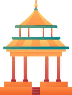 古代人物渐变群像插画-亭子