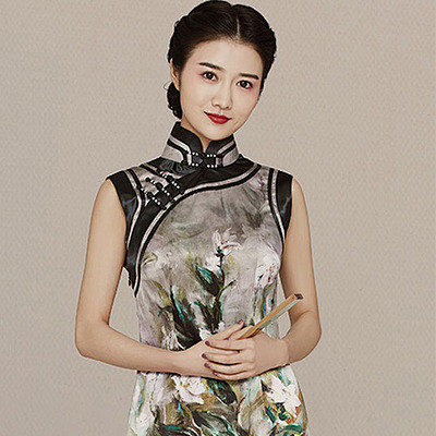红馆旗袍2016春夏真丝京派宽边无袖短款墨绿传统大襟到底女旗袍裙淘宝