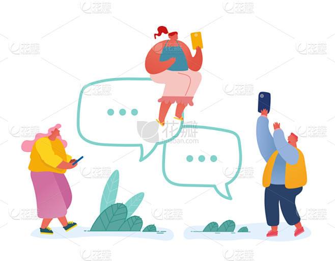互联网,人,矢量,绘画插图,女人,群众,...