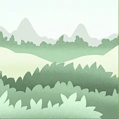 手绘清新茶园自然植物绿色山脉背景