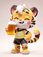 【老虎IP】可爱小老虎喝啤酒IP~