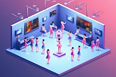 锻炼多人运动场景插画