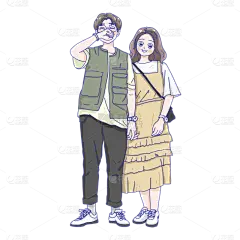手绘-情人节情侣装大尺寸贴纸1
