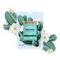Front of sheet mask pack Love Beauty Planet Cactus Flower & Basil Sheet Mask