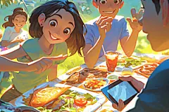 夏日聚会友谊漫画风插画