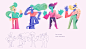 Illustrations for Stylo : Illustrations for Stylo's WebsiteI was contacted to make a series of illustrations and some icons for the new website of Stylo.I was happy with the result and wanted to share it here!Creative process: I attach some first sketches
