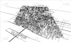 城市,轮廓,概念,金属丝,建筑结构,时尚,现代,建筑业,三维图形,剪影
