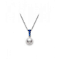 Morning Dew Akoya Cultured Pearl Pendant with Blue Sapphire - White Gold