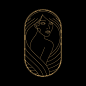 female art deco dark gold girl lines