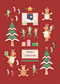 麋鹿礼物 圣诞树 跳舞小人 金色星星 圣诞插图插画设计AI ti441a1203