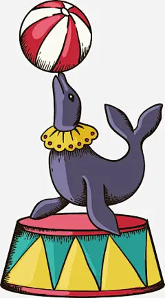 表演顶球的海象免抠素材 页面网页 平面电商 创意素材 png素材