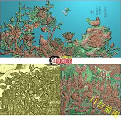 蟠桃会牡丹花鸟扫描