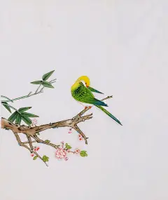 【传世书画】三尺斗方工笔花鸟【129】国画桃花小鸟白绢 手绘无款-淘宝网