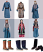 布里亚特传统服饰
作为主要分布区域最北的蒙古语言民族,布里亚特人的生活方式以及物质文化被其独特的地域及历史塑造.布里亚特人的起源和贝加尔湖区域的古代民族有关,到了<蒙古秘史>时代,这个称呼出现在关于’林中百姓’一支的记载.图中这些资料里的布里亚特服饰,来自19世纪末到20世纪的实物和资料,按区域划分.而近代以来,布里亚特人的文化受到周边多方的影响,有藏传佛教图像,比如饰物中的吉祥符号以及珠宝的材质偏好;也与清代官服有着密切的关系;而沙皇Россия及东正教文化带来了西式布料及帽饰等元素.另外今