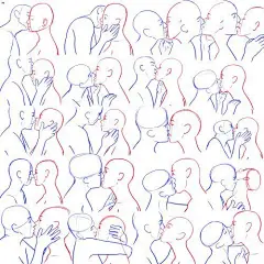 绘画学习 快过情人节了，花式秀恩爱，一组亲吻姿势绘制参考提前分享给大家！ 转需～ #插画艺术作品# ​​​​