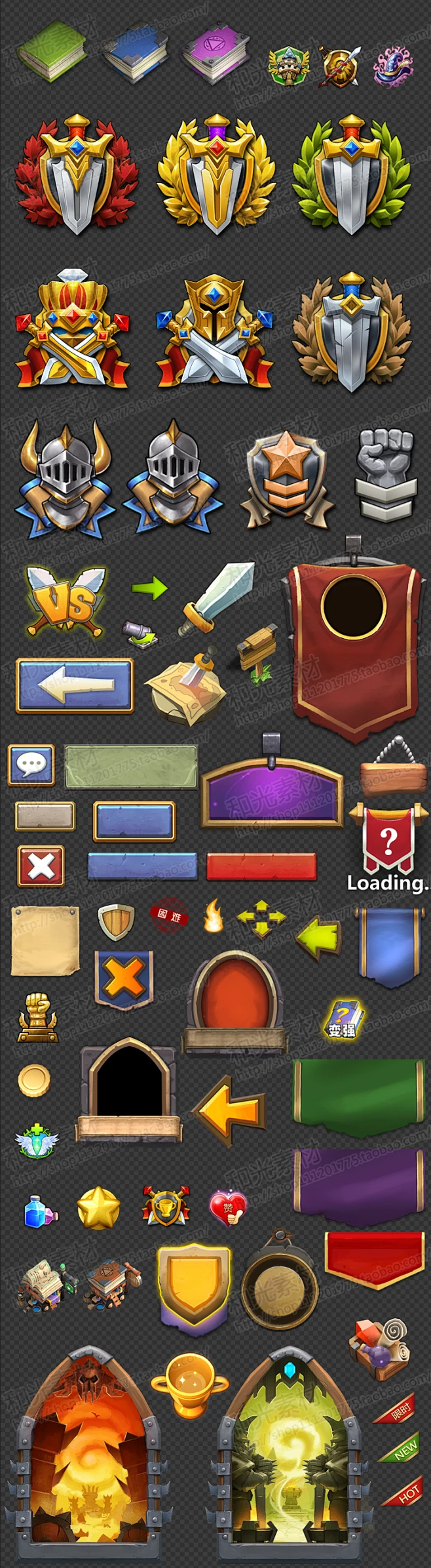 游戏美术资源/CastleClash城堡争霸UI素材icon图标场景游戏资源包-花瓣网